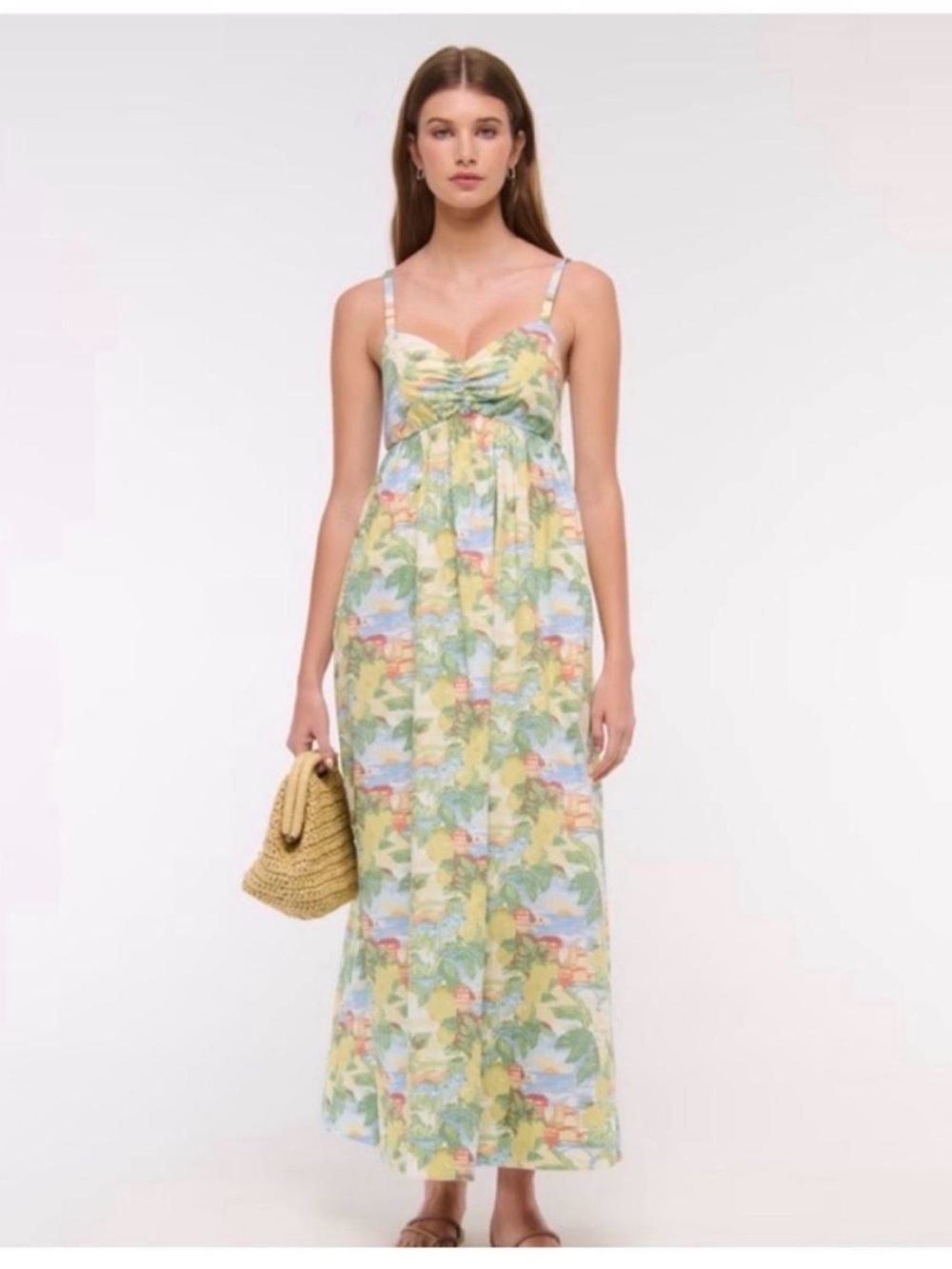 Abercrombie Sweetheart Babydoll Lemon Maxi Dress XSP